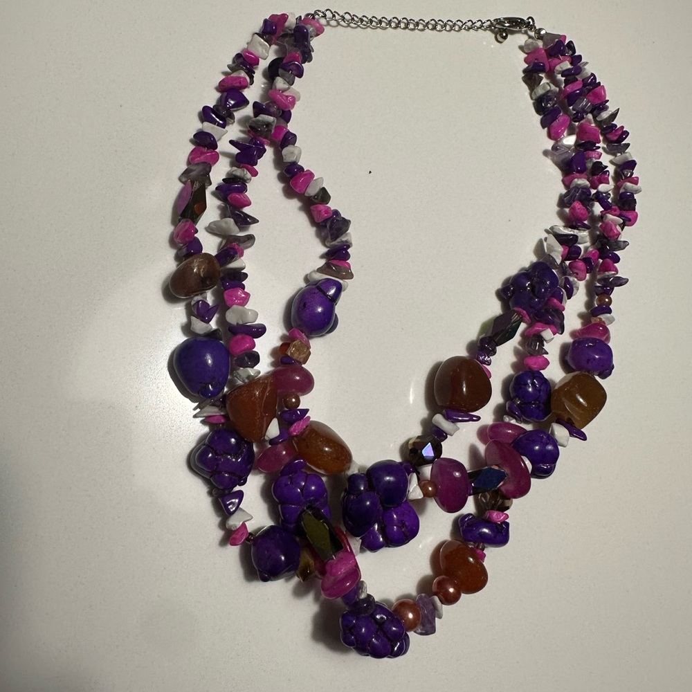 Purple and Pink Beaded Necklace